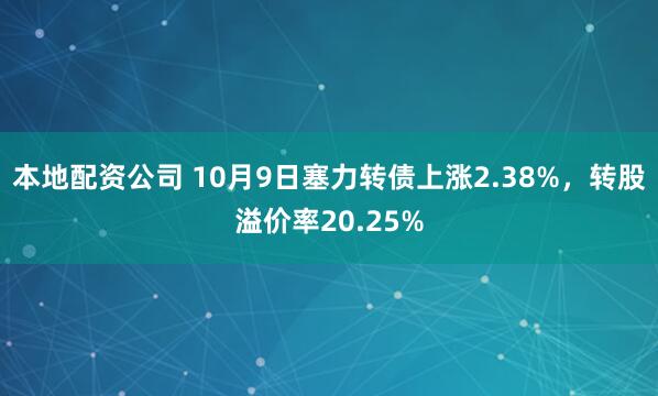 本地配资公司 10月9日塞力转债上涨2.38%，转股溢价率20.25%