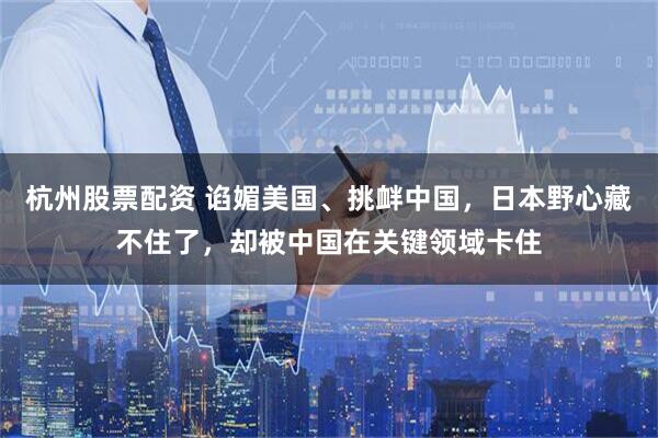 杭州股票配资 谄媚美国、挑衅中国，日本野心藏不住了，却被中国在关键领域卡住